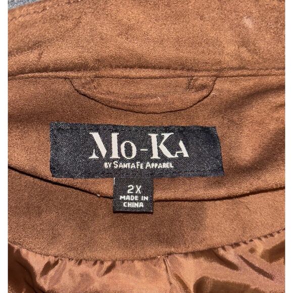 Mo-Ka by Santa Fe Apparel Sz 2X Faux Suede Moto Jacket Zipper Hem Dark Brown NWT - Picture 6 of 11